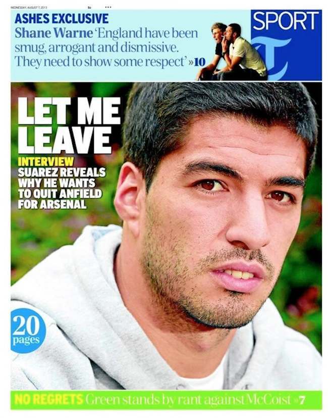Anorak News Transfer Balls Luis Suarez Says Liverpool Told Him He Could Leave For Arsenal