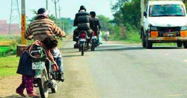 dad india bike school arrested child 