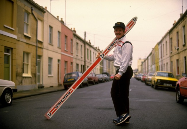 Undated: Ski Jumper Eddie Edwards of Great Britain poses for the camera during a feature in his home town of Cheltenham, England. Mandatory Credit: Allsport UK /Allsport