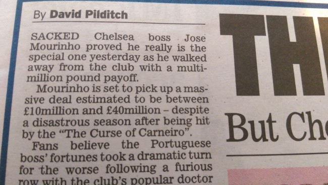 Jose Mourinho sacked money