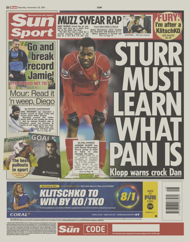 Klopp the sun injuries