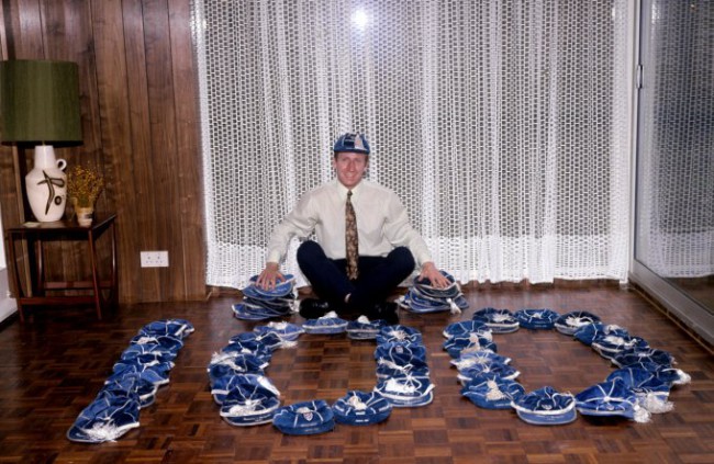 England's Bobby Charlton poses with his 100 caps
