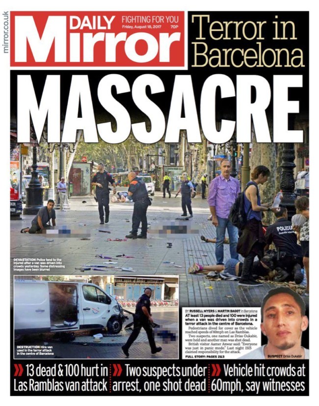 Anorak News Barcelona Terror The Front Pages