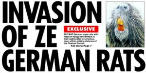 killer giant invading german scottish rats britain daily star, daily express tabloids