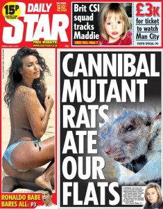 killer giant invading german scottish rats britain daily star, daily express tabloids