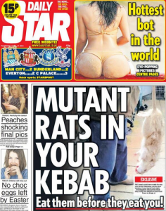 killer giant invading german scottish rats britain daily star, daily express tabloids