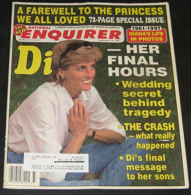 Anorak News | PRINCESS DIANA GOES SEX MAD – and other National Enquirer ...