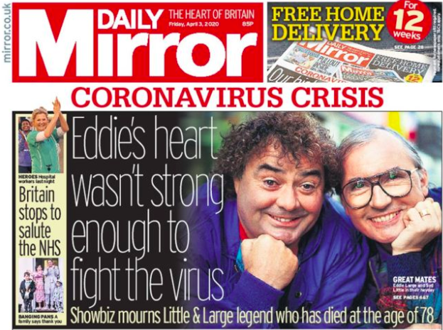 Eddie Large coronavirus tabloids