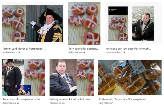 Tory councillor Portsmouth hot cross buns swastika