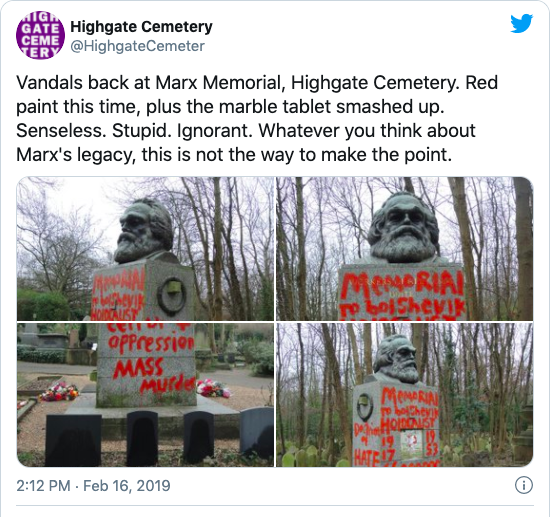 Marx statue vandalised
